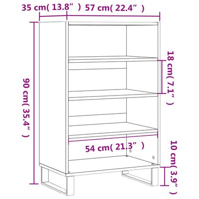 vidaXL Visoka omara visok sijaj bela 57x35x90 cm inženirski les