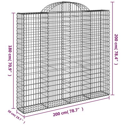 vidaXL Obokane gabion košare 9 kosi 200x50x180/200 cm pocinkano železo