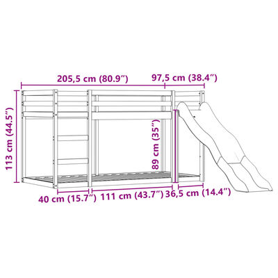 vidaXL Pograd s toboganom in zavesami moder 90x200 cm