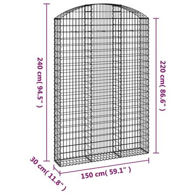 vidaXL Obokana gabonska košara 150x30x220/240 cm pocinkano železo