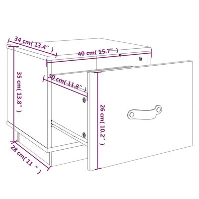 vidaXL Nočna omarica 2 kosa medeno rjava 40x34x35 cm trdna borovina