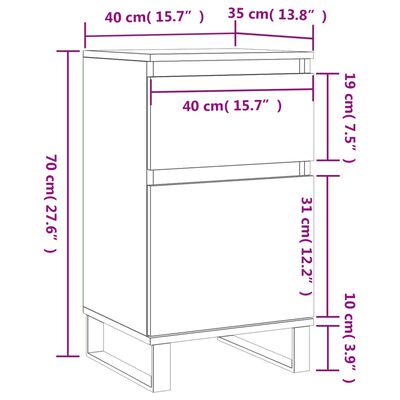 vidaXL Komoda 2 kosa siva sonoma 40x35x70 cm inženirski les