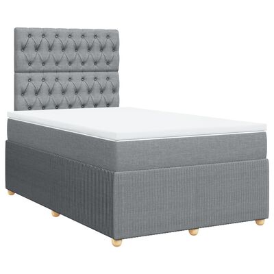 vidaXL Boxspring postelja z vzmetnico svetlo siva 120x190 cm blago