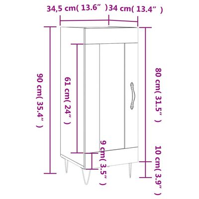 vidaXL Komoda rjavi hrast 34,5x34x90 cm inženirski les