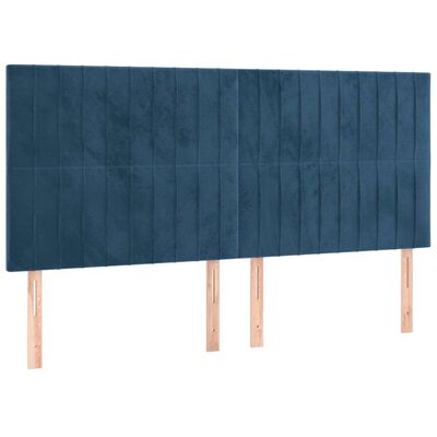 vidaXL Box spring postelja z vzmetnico temno modra 160x200 cm žamet