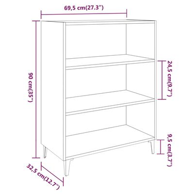 vidaXL Komoda siva sonoma 69,5x32,5x90 cm konstruiran les