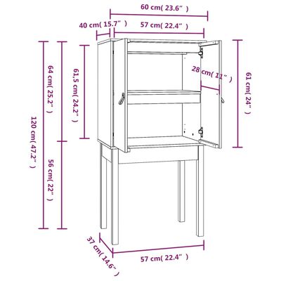 vidaXL Visoka omara siva 60x40x120 cm trdna borovina