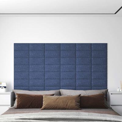 vidaXL Stenski paneli 12 kosov modri 30x15 cm blago 0,54 m²