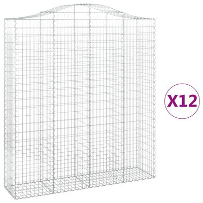 vidaXL Obokane gabion košare 12 kos 200x50x220/240 cm pocinkano železo