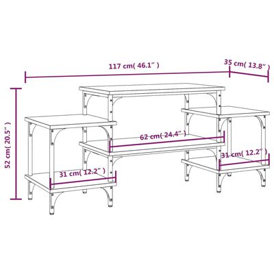 vidaXL TV omarica siva sonoma 117x35x52 cm inženirski les