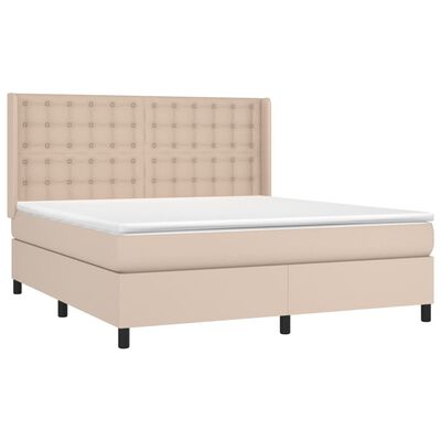 vidaXL Box spring postelja z vzmetnico kapučino 180x200cm umetno usnje