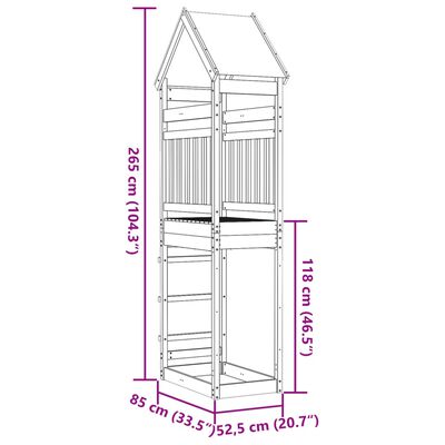 vidaXL Igralni stolp 85x52,5x265 cm trden les douglas