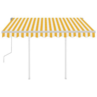 vidaXL Ročno zložljiva tenda s stebrički 3,5x2,5 m rumena in bela