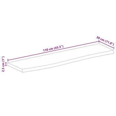 vidaXL Mizna plošča z naravnim robom 110x30x2,5 cm trden mangov les