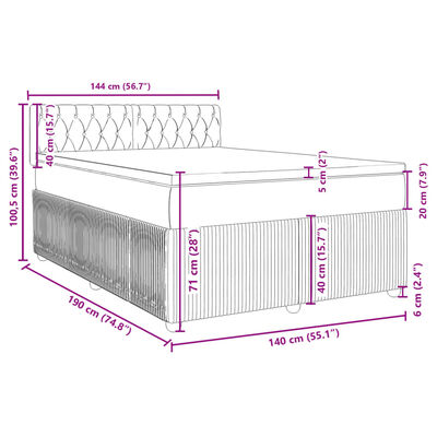 vidaXL Box spring postelja z vzmetnico krem 140x190 cm blago