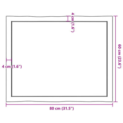 vidaXL Mizna plošča sv. rjava 80x60x(2-4) cm obdelana trdna hrastovina