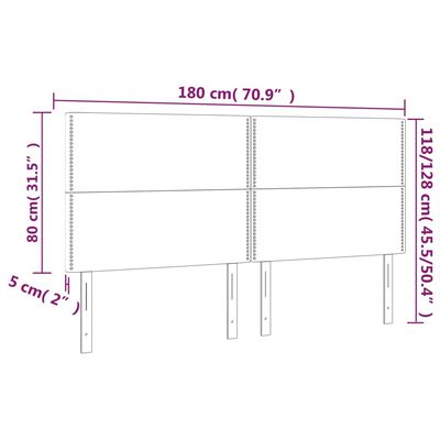 vidaXL LED posteljno vzglavje temno sivo 180x5x118/128 cm blago