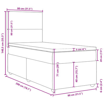 vidaXL Box spring postelja z vzmetnico temno siva 80x200 cm blago