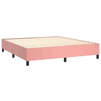 vidaXL Box spring postelja z vzmetnico roza 200x200 cm žamet