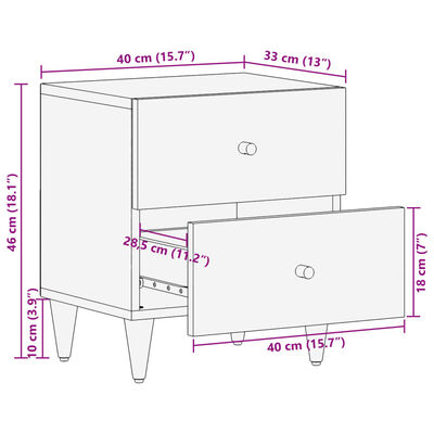 vidaXL Nočna omarica 2 kosa 40x33x46 cm trdna borovina