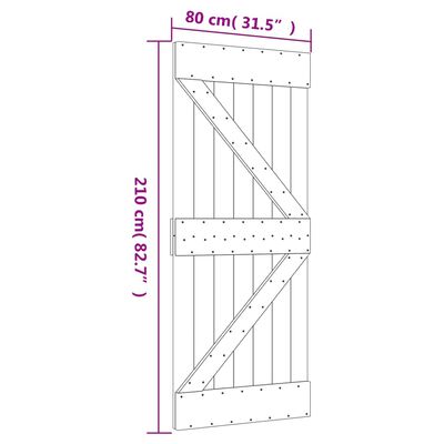 vidaXL Drsna vrata s kompletom vodil 80x210 cm trdna borovina