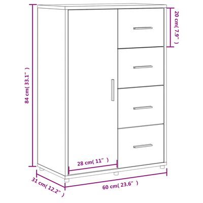 vidaXL Komoda sonoma hrast 60x31x84 cm inženirski les