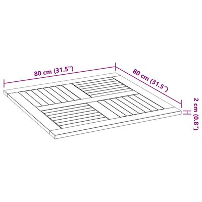 vidaXL Mizna plošča 80x80x2,2 cm kvadratna trdna bukovina