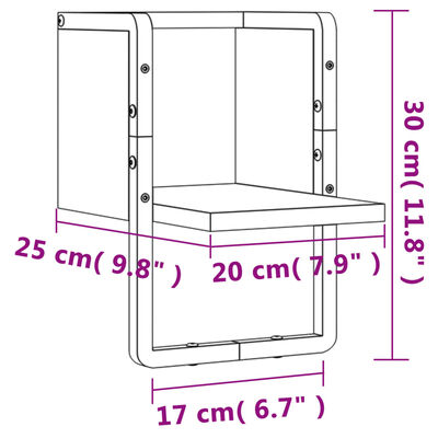 vidaXL Stenska polica s prečko črna 20x25x30 cm