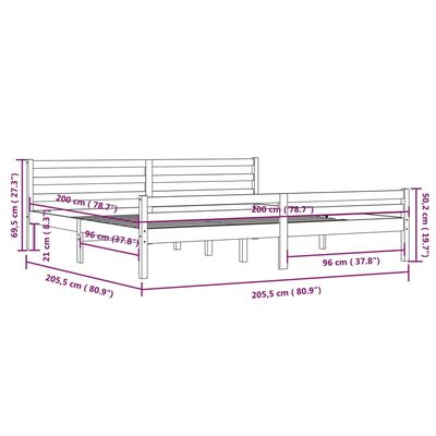 vidaXL Posteljni okvir medeno rjav iz trdnega lesa 200x200 cm