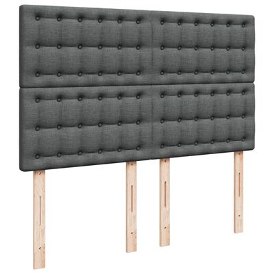 vidaXL Box spring postelja z vzmetnico temno siva 140x200 cm blago