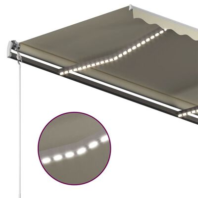 vidaXL Ročno zložljiva tenda z LED lučkami 400x350 cm krem