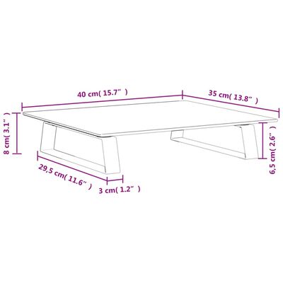 vidaXL Stojalo za monitor belo 40x35x8 cm kaljeno steklo in kovina