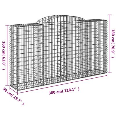 vidaXL Obokane gabion košare 7 kosi 300x50x160/180 cm pocinkano železo