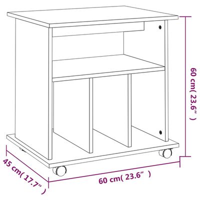 vidaXL Omarica na kolesih dimljeni hrast 60x45x60 cm inženirski les