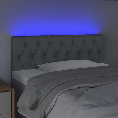 vidaXL LED posteljno vzglavje svetlo sivo 90x7x78/88 cm blago