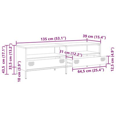 vidaXL TV omarica gorčično rumena 135x39x43,5cm hladno valjano jeklo