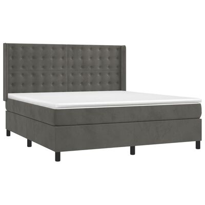 vidaXL Box spring postelja z vzmetnico temno siva 160x200 cm žamet