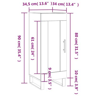 vidaXL Komoda bela 34,5x34x90 cm inženirski les