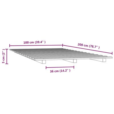 vidaXL Posteljni okvir črn 100x200 cm trdna borovina