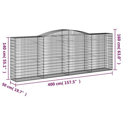 vidaXL Obokane gabion košare 25 kos 400x50x140/160 cm pocinkano železo