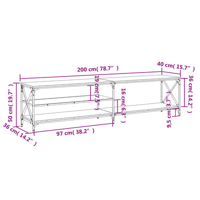 vidaXL TV omarica rjava hrast 200x40x50 cm inženirski les