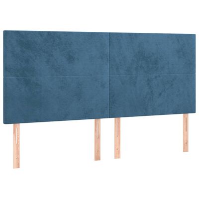 vidaXL Box spring postelja z vzmetnico temno modra 160x200 cm žamet