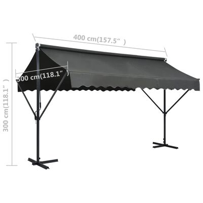 vidaXL Prostostoječa tenda 400x300 cm antracitna