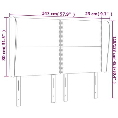 vidaXL Vzglavje z ušesi temno sivo 147x23x118/128 cm žamet