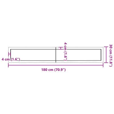 vidaXL Mizna plošča 180x40x(2-6) cm neobdelana trdna hrastovina