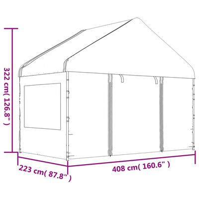 vidaXL Paviljon s streho bel 8,92x4,08x3,22 m polietilen