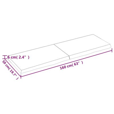 vidaXL Mizna plošča sv. rjava 160x50x(2-6)cm obdelana trdna hrastovina