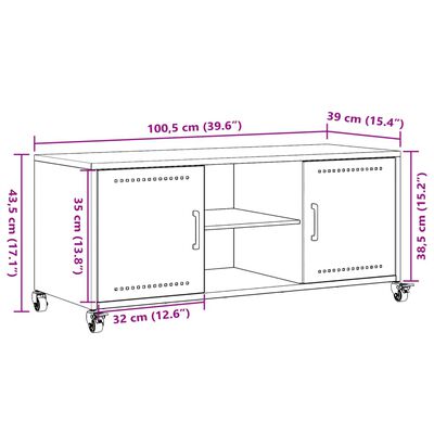 vidaXL TV omarica roza 100,5x39x43,5 cm hladno valjano jeklo