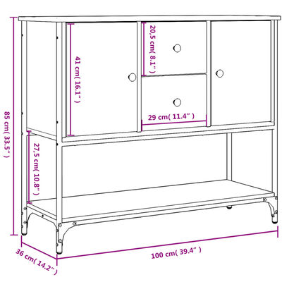 vidaXL Komoda črna 100x36x85 cm inženirski les