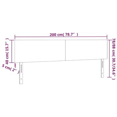 vidaXL LED posteljno vzglavje črno 200x5x78/88 cm umetno usnje